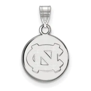 14k White Gold University of North Carolina N-C Small Disc Pendant