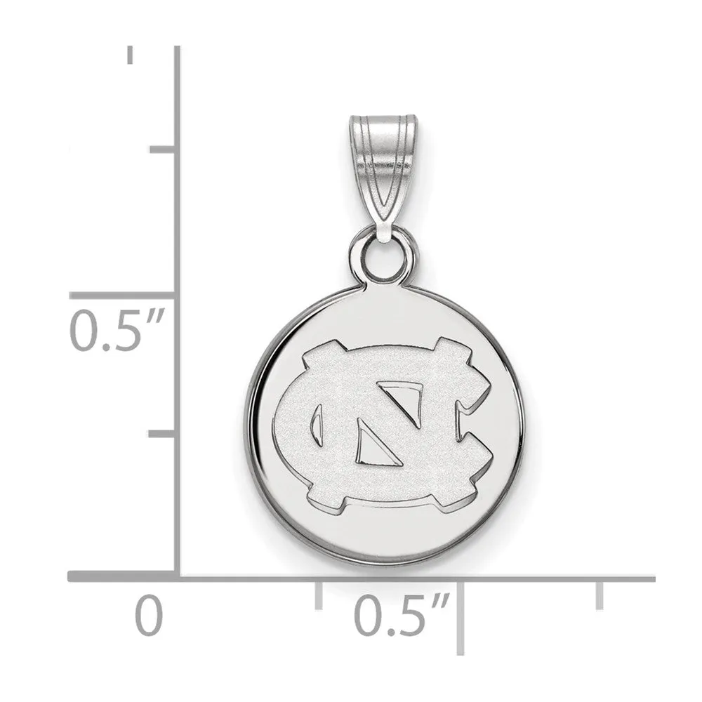 14k White Gold University of North Carolina N-C Small Disc Pendant