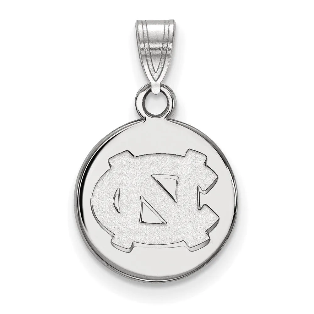 14k White Gold University of North Carolina N-C Small Disc Pendant