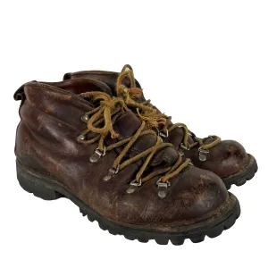 70s Italian Style Vibram Sole Patina Hiking Boots- M's 6.5, W's 8