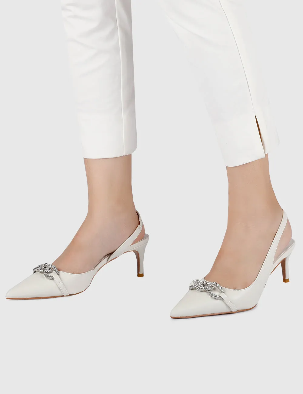 Angie Pointed Toe Heels (White)