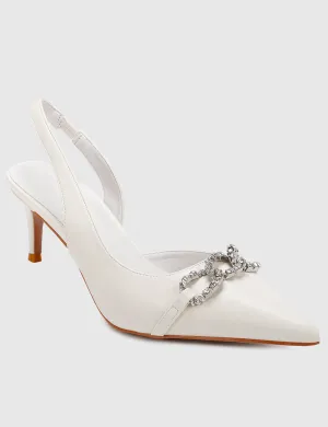 Angie Pointed Toe Heels (White)