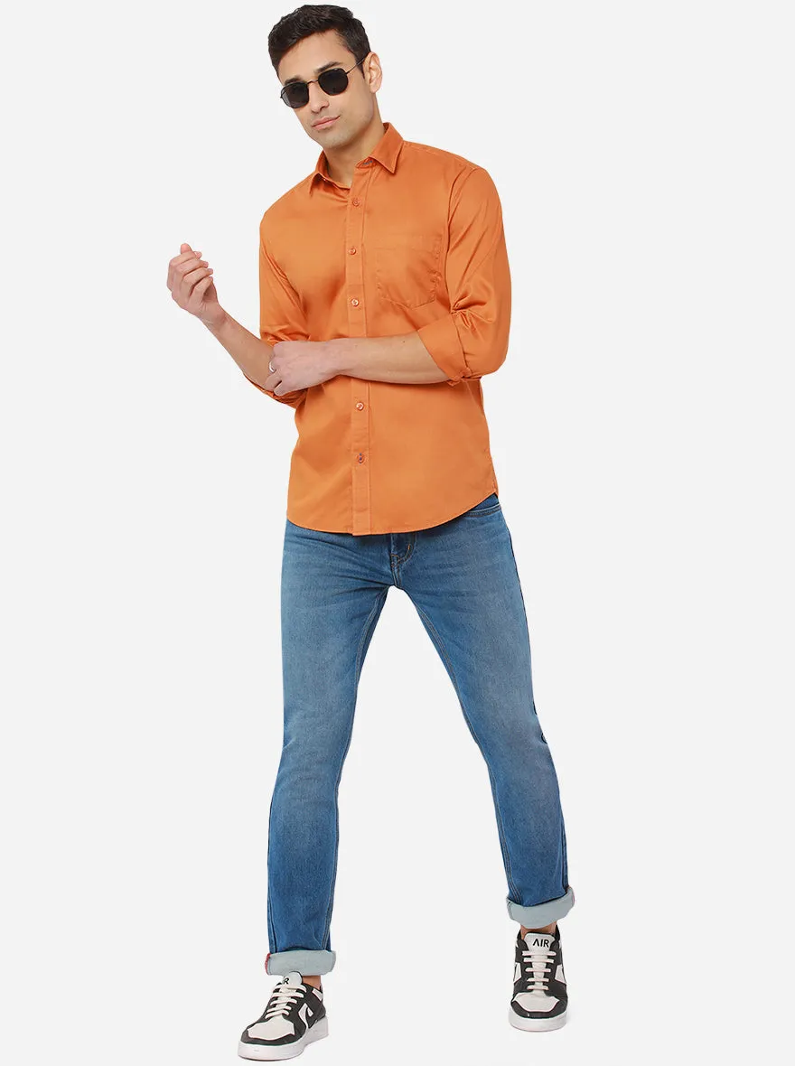 Appicot Orange Solid Smart Fit Casual Shirt | Greenfibre