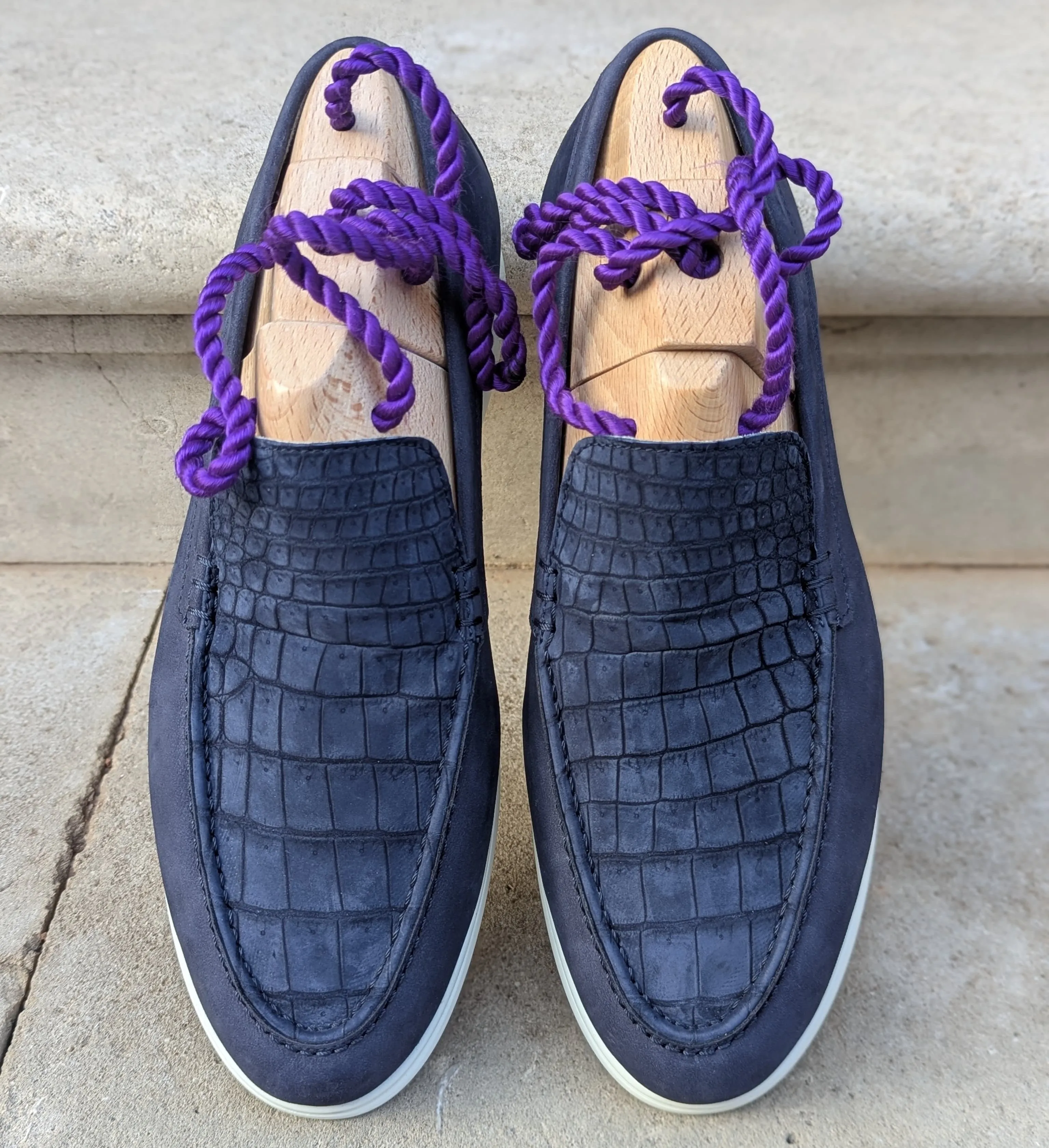 Ascot Cannes - Navy Nubuck Crocodile & Suede