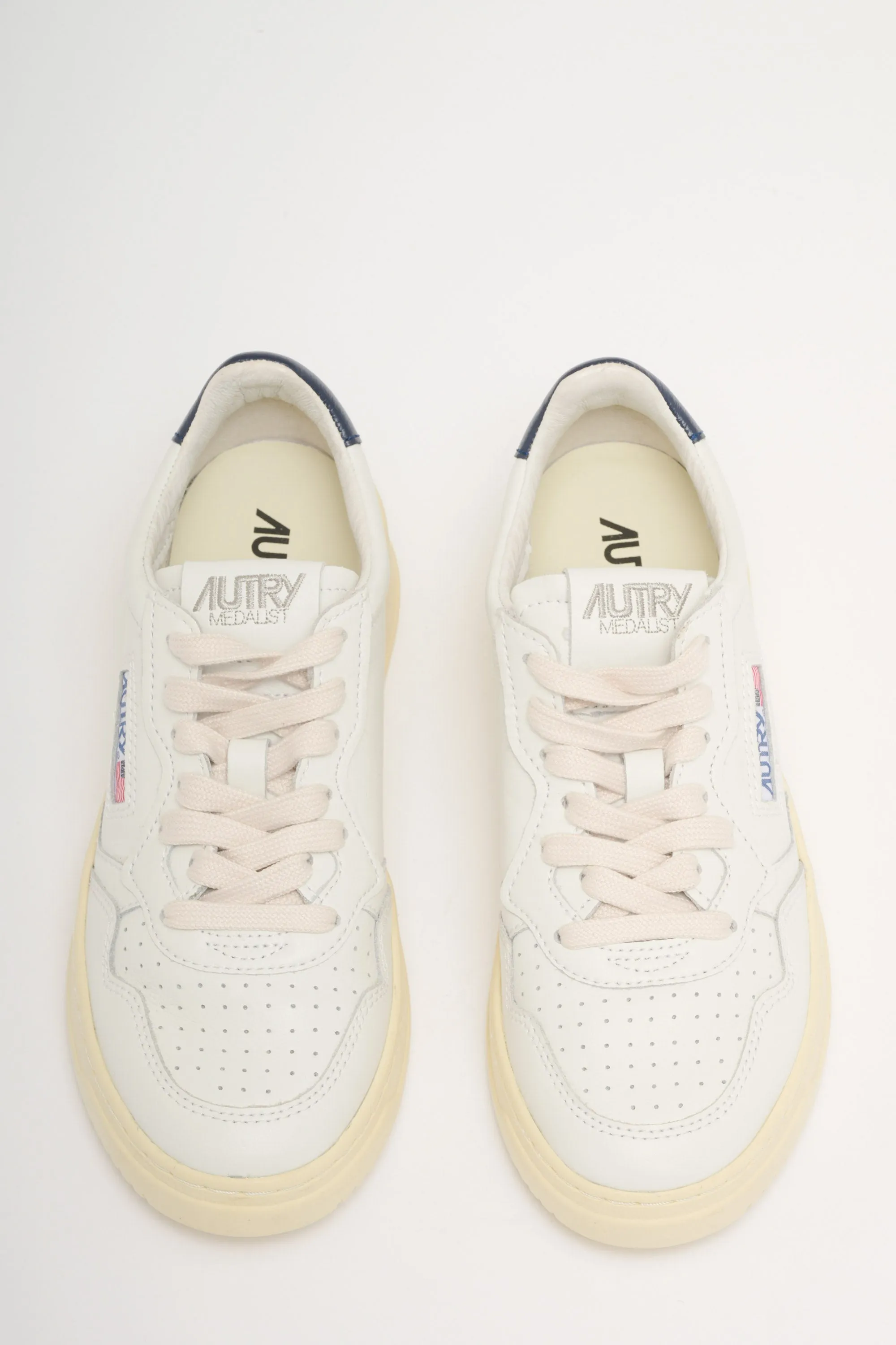 Autry Medalist Low Wom Leatleat Bianco e Blu Donna