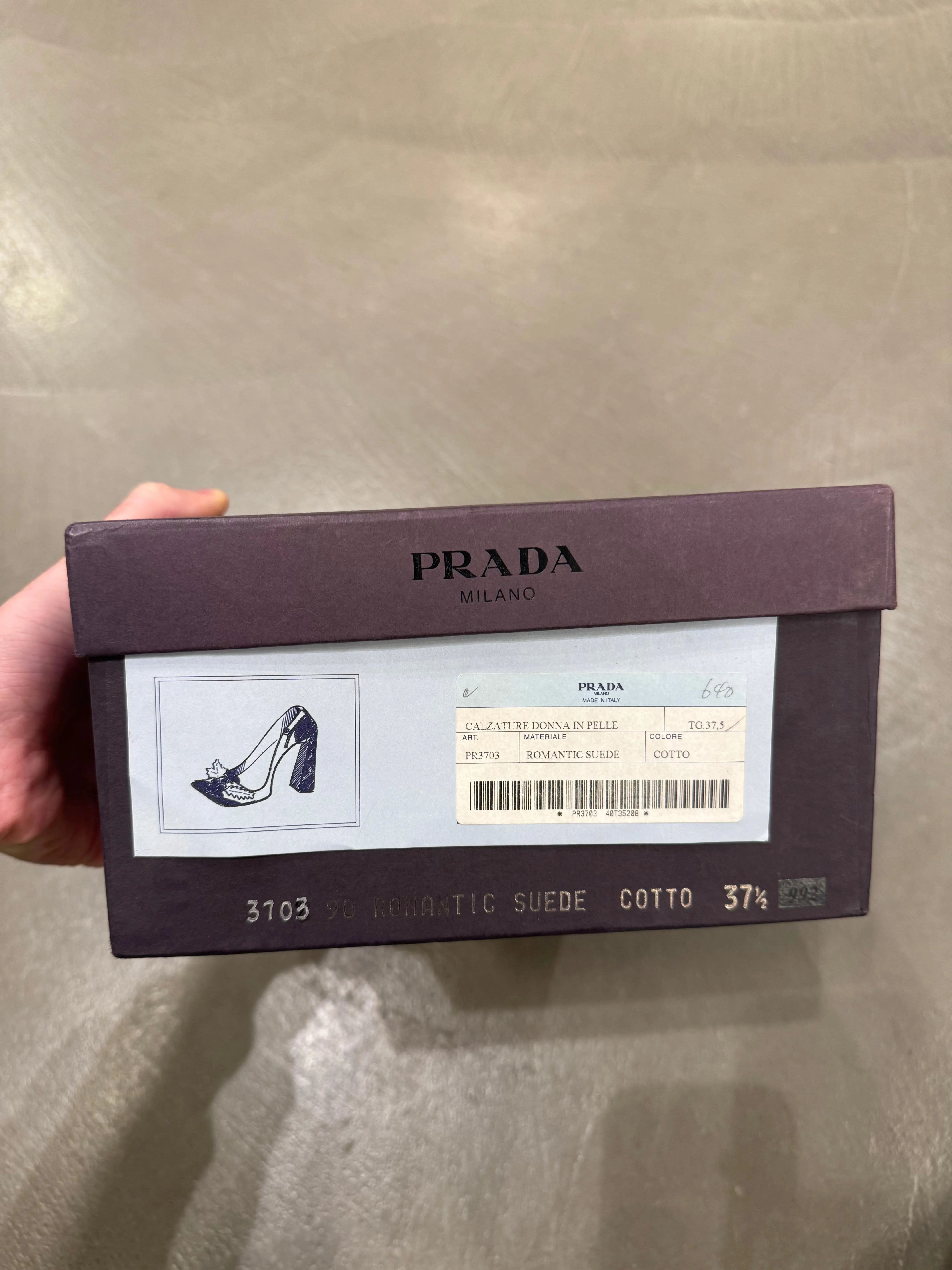 A/W1999 Prada runway acorn and oak leaf suede heels