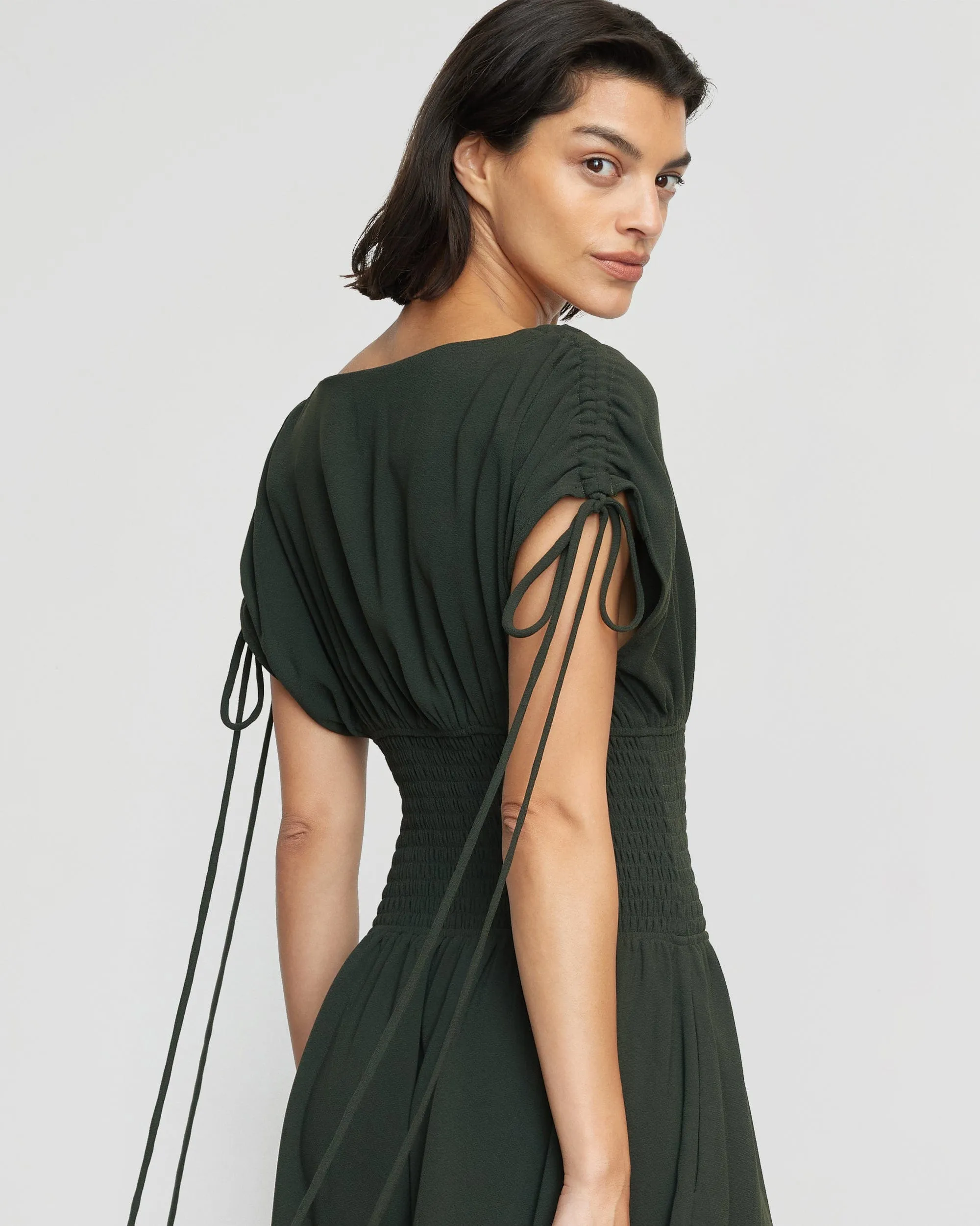 Ayumi Gathered-Shoulder Dress