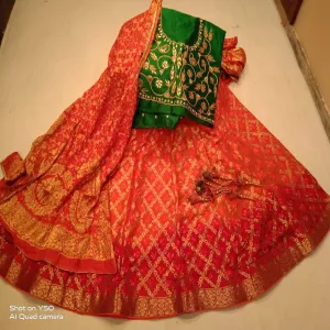 Banarasi Bandhani Lehenga In Red