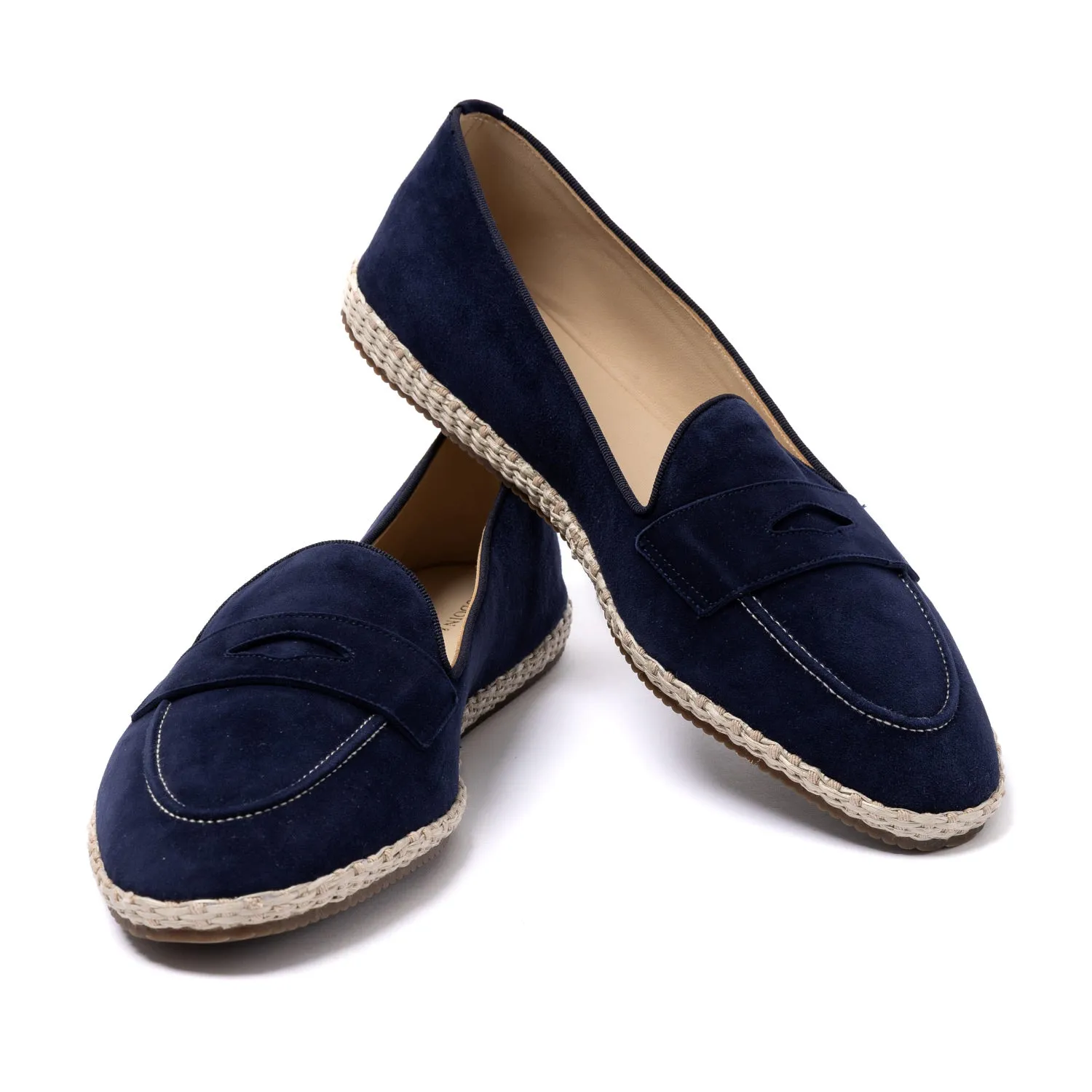 Baudoin & Lange x MJ: Banus-Loafer "Espadrille Luxe" aus Kalbsvelours - Handmade
