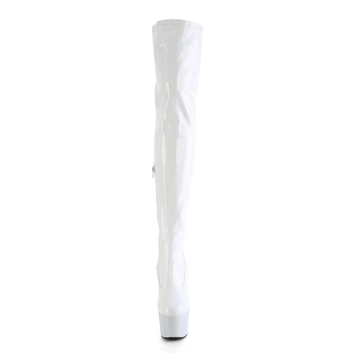 BEJEWELED-3000-7  White Stretch Holo Patent/White RS