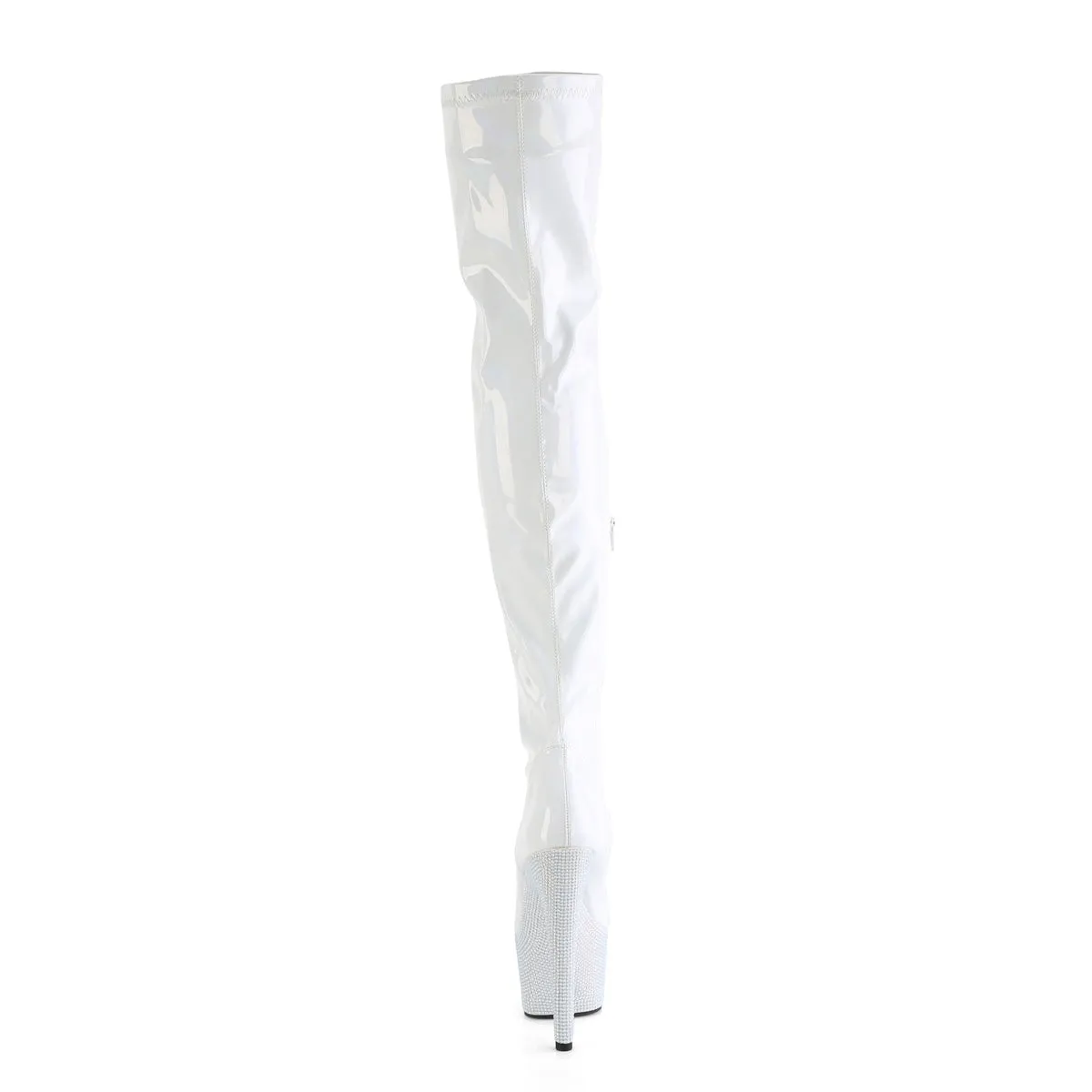 BEJEWELED-3000-7  White Stretch Holo Patent/White RS