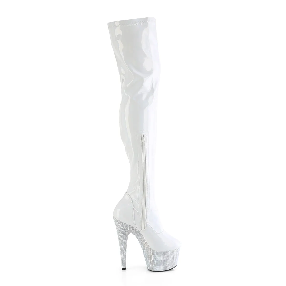 BEJEWELED-3000-7  White Stretch Holo Patent/White RS