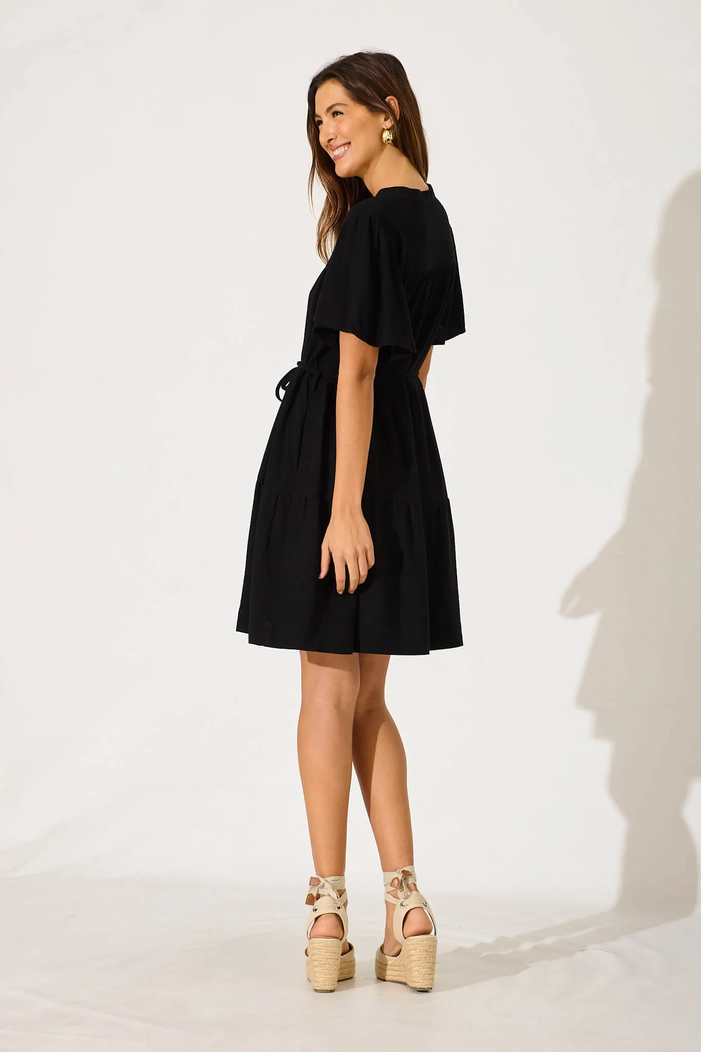 Black Linen Blend Rosemary Dress