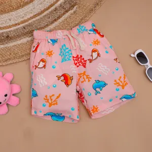 Boys Dolphin Printed Short Peach