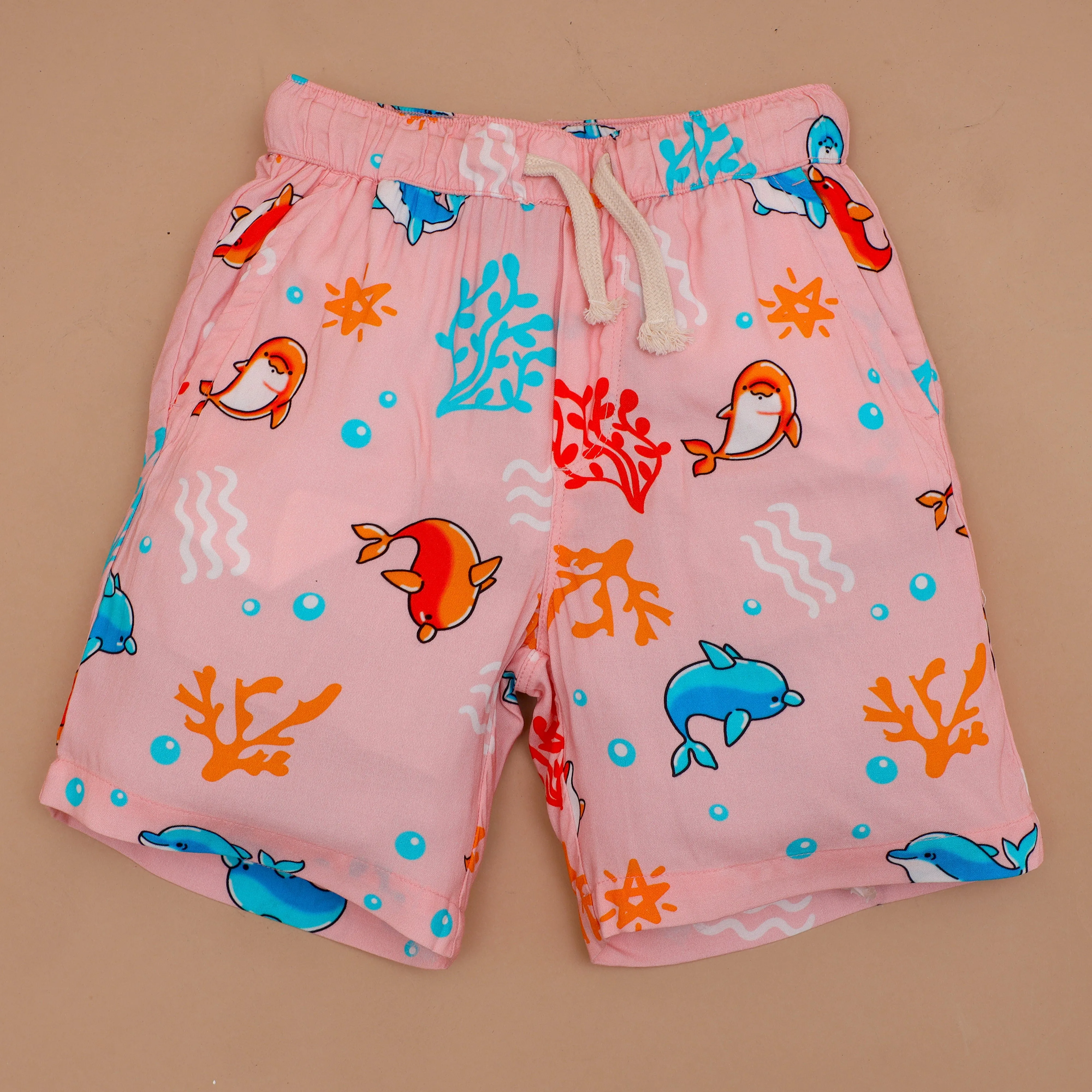 Boys Dolphin Printed Short Peach