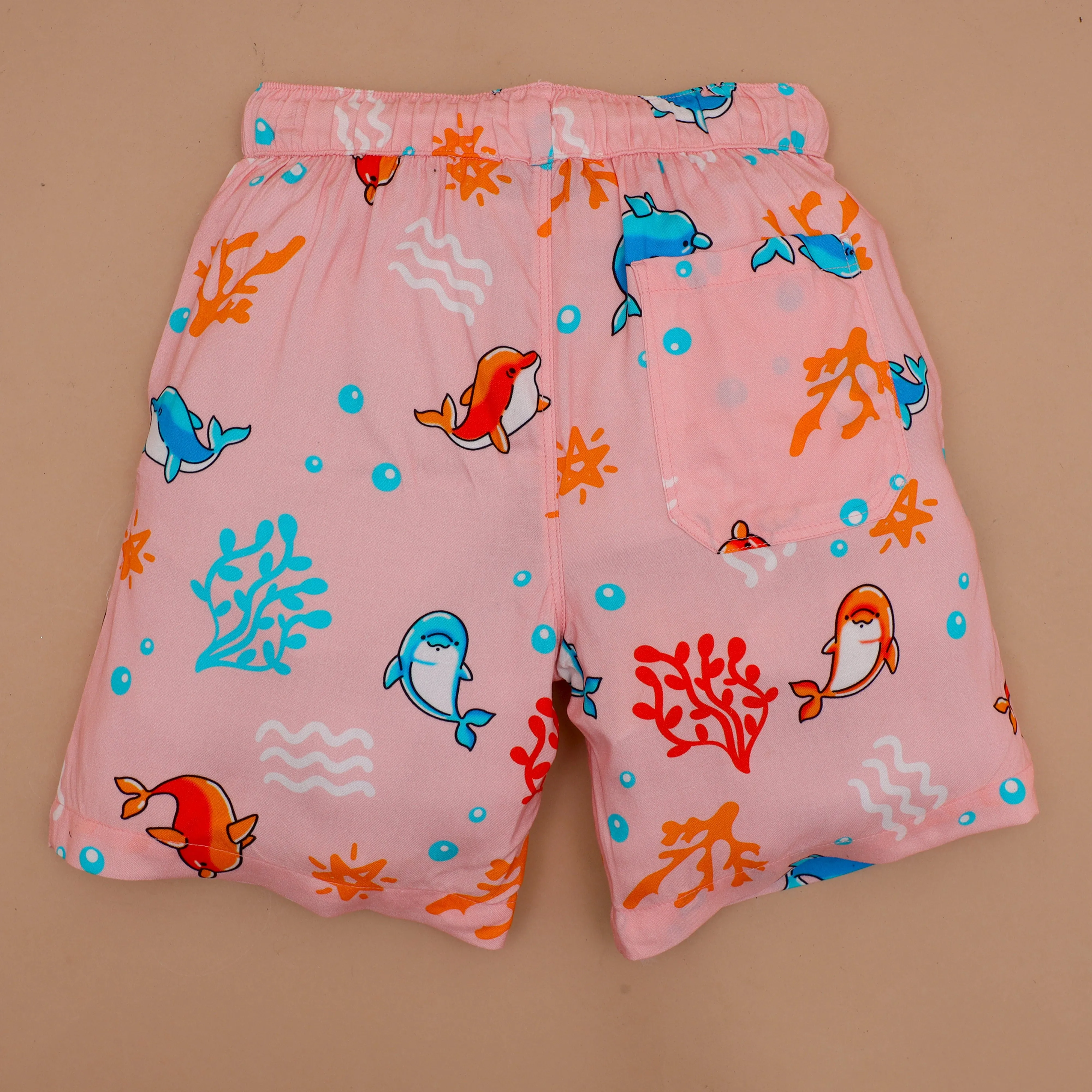 Boys Dolphin Printed Short Peach