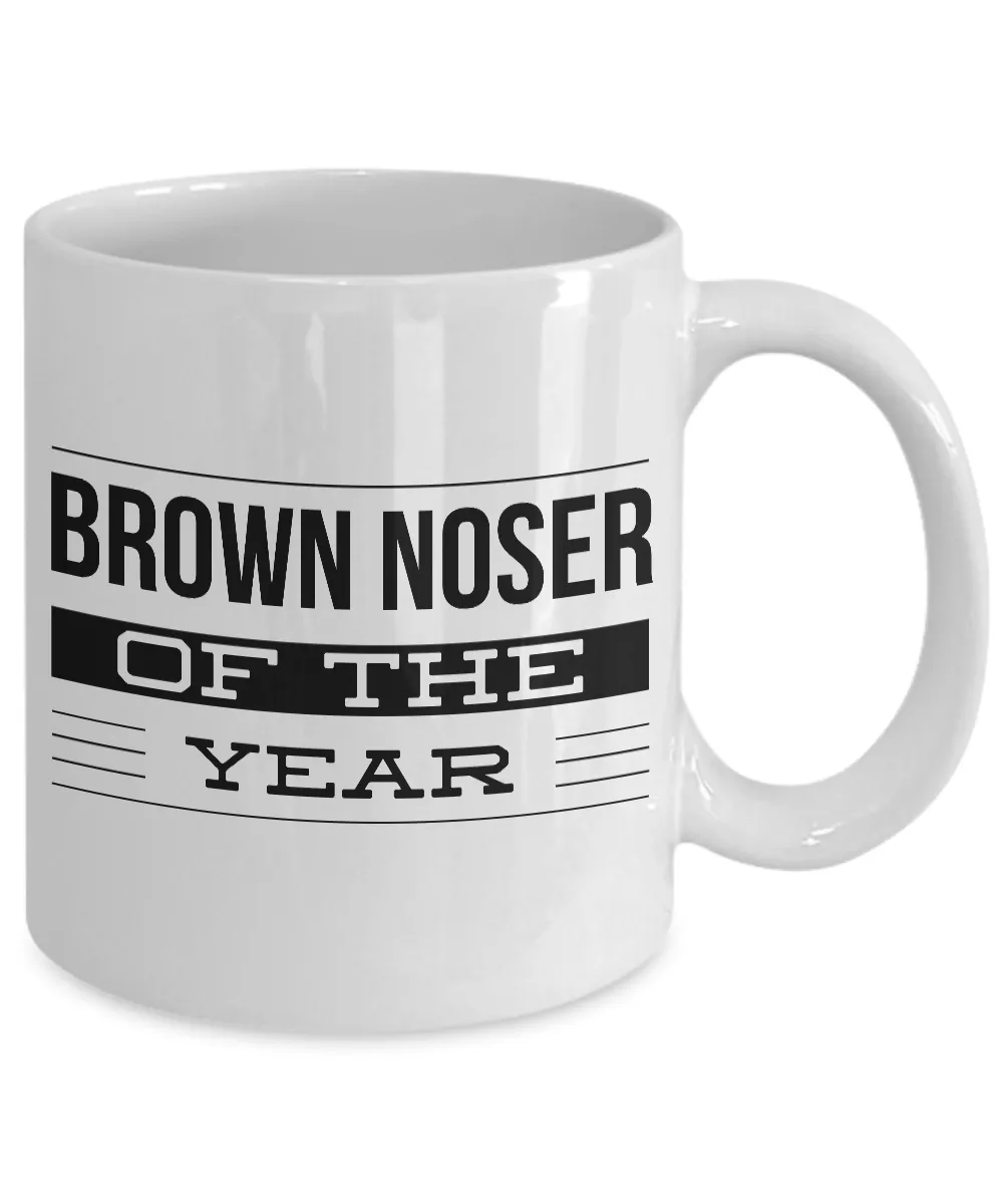 Brown Noser Coffee Mug Gag Gifts - Brown Noser of the Year Award Funny Ceramic Coffee Cup