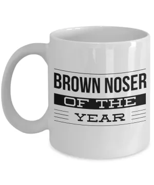 Brown Noser Coffee Mug Gag Gifts - Brown Noser of the Year Award Funny Ceramic Coffee Cup