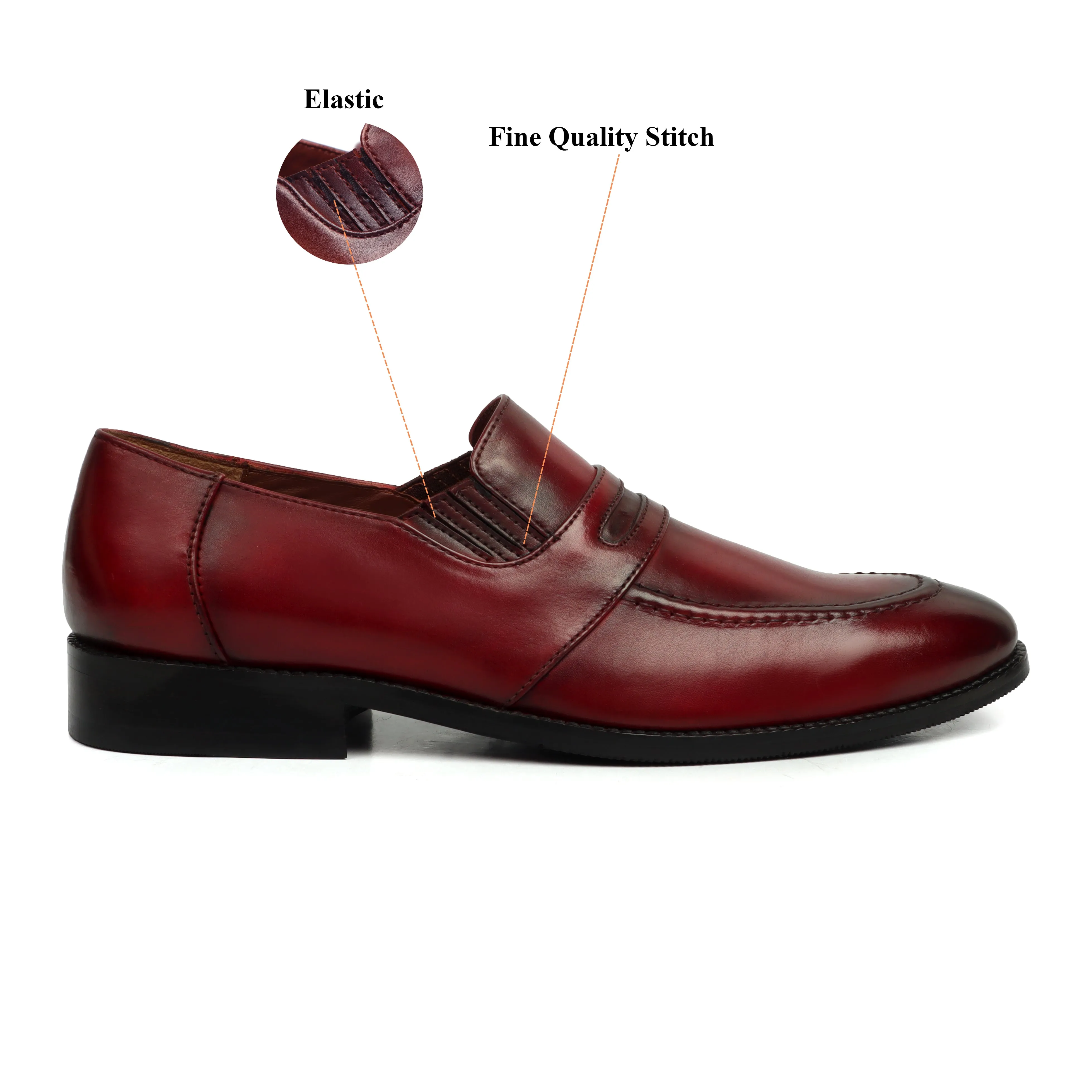 Burnished Wine Penny Loafers in Genuine Leather