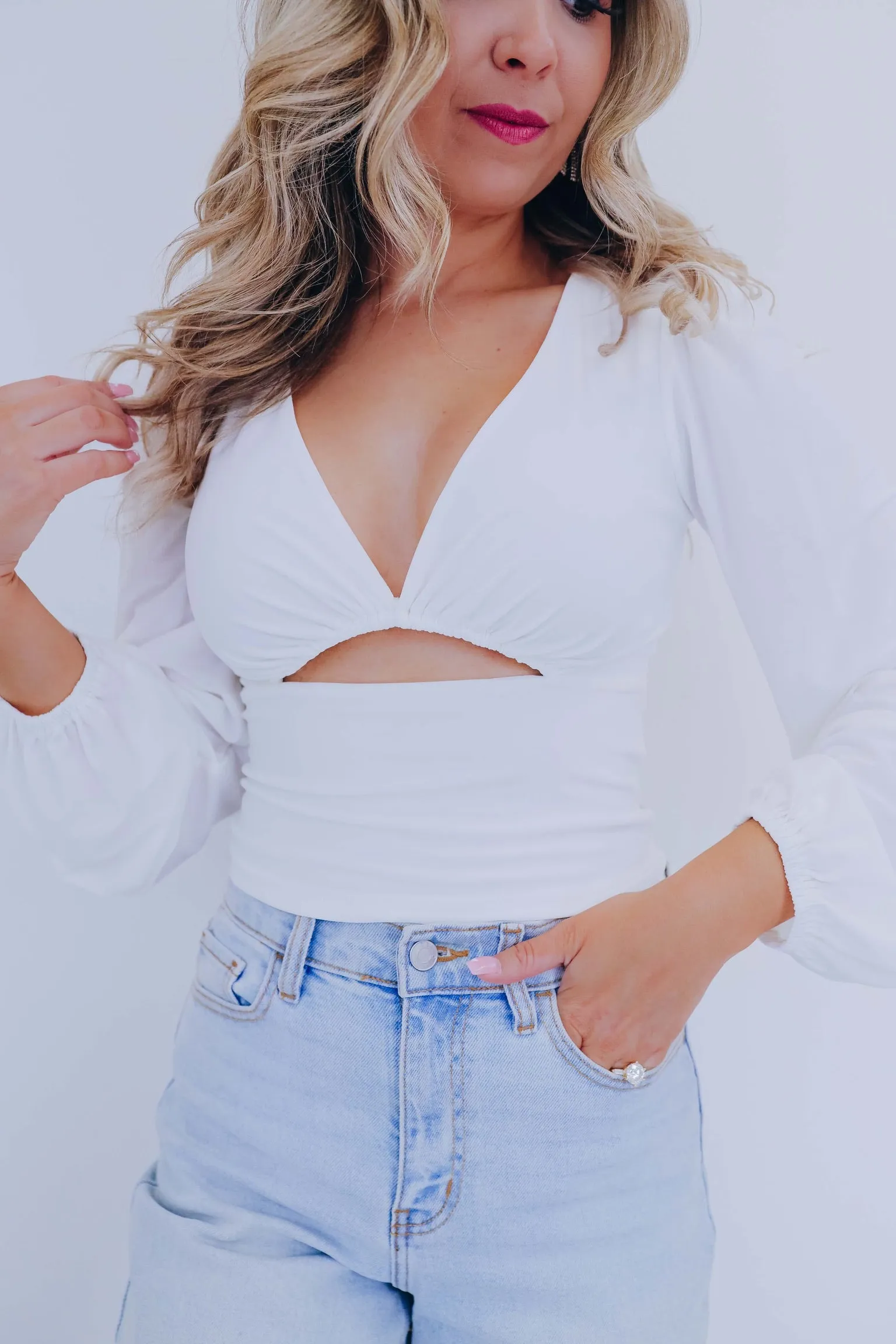 Cassie Cut-Out Crop Top - White
