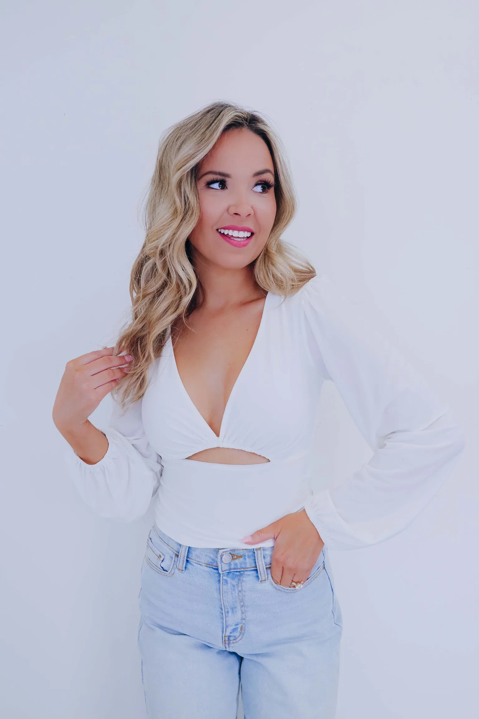 Cassie Cut-Out Crop Top - White