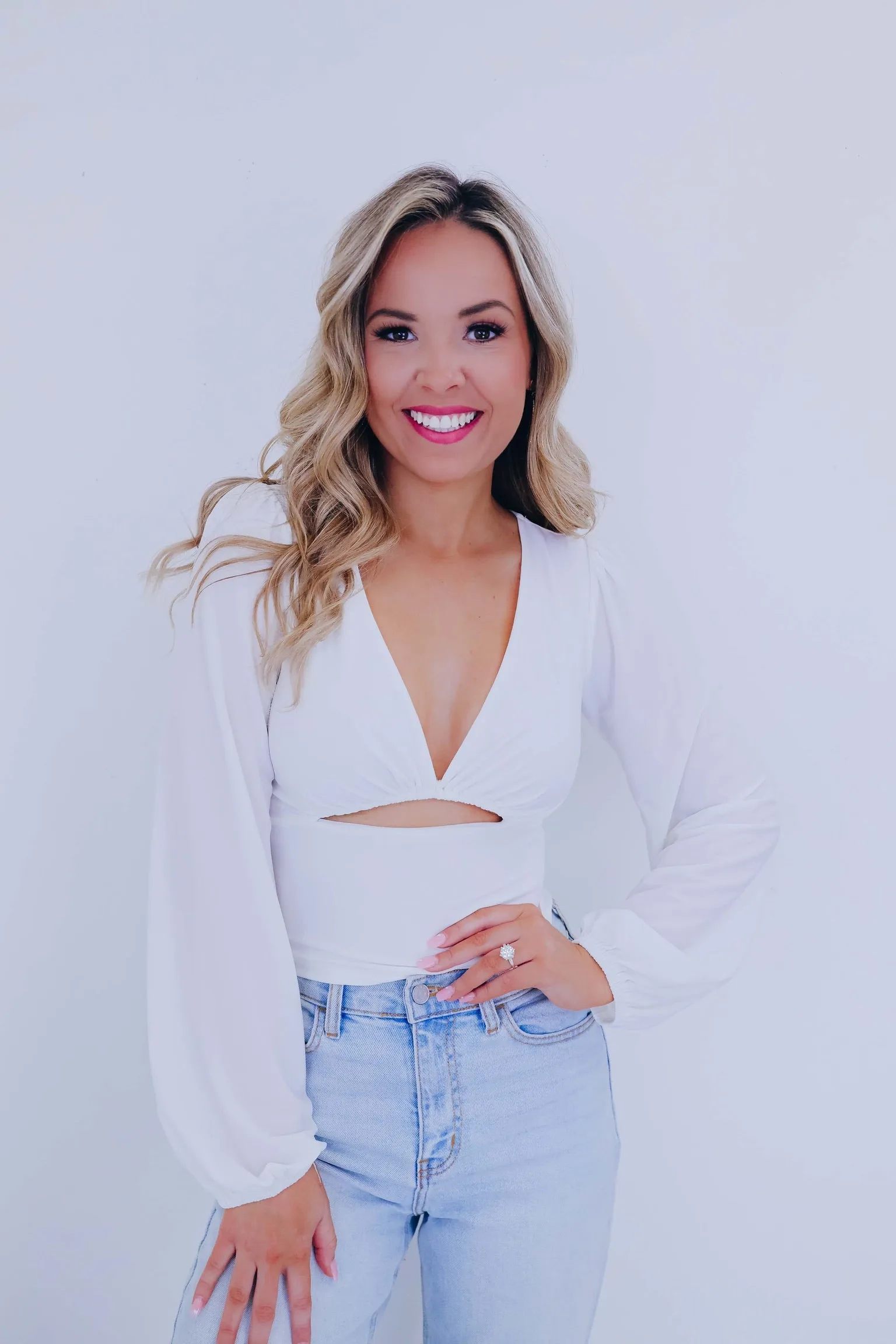 Cassie Cut-Out Crop Top - White