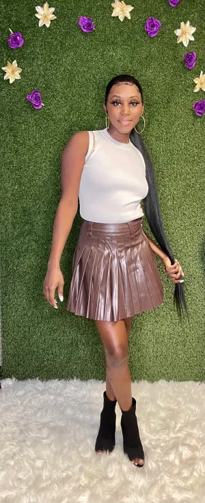 Cheer Me Up Pleated Mini Skirt | Chocolate