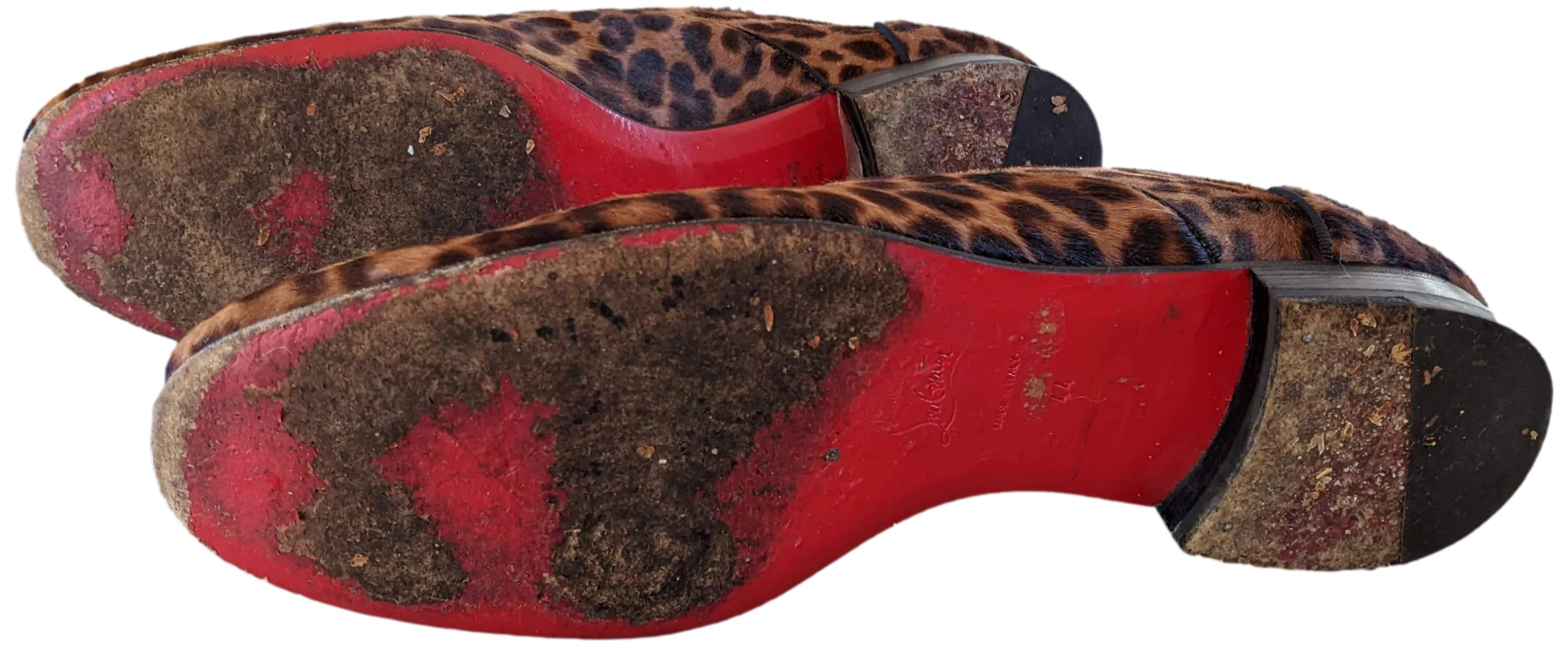 Christian Louboutin Foal-Style Calfskin Leopard Men Shoes Sz44