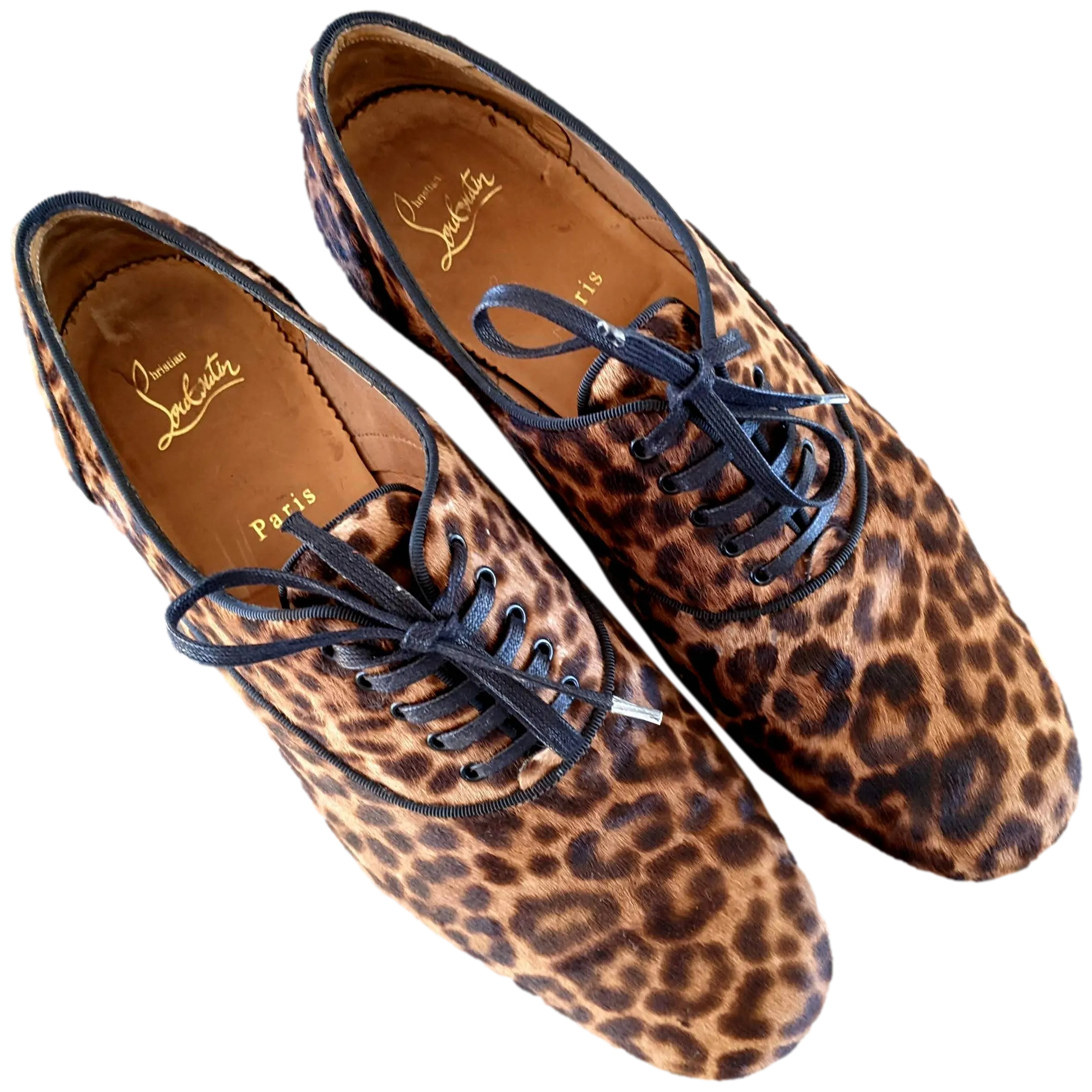 Christian Louboutin Foal-Style Calfskin Leopard Men Shoes Sz44