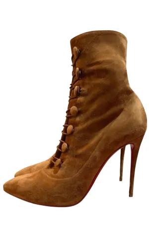 Christian Louboutin French Brown Tutu 100 Velour Boots