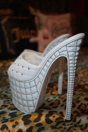 Chunky White stud heels