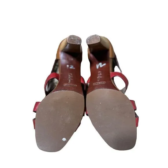 Cole Haan Red and Brown Strappy Leather Heels Size 8.5