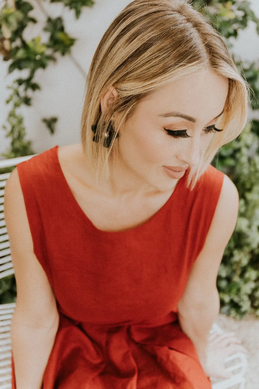 Crimson Breeze Linen Pocket Dress
