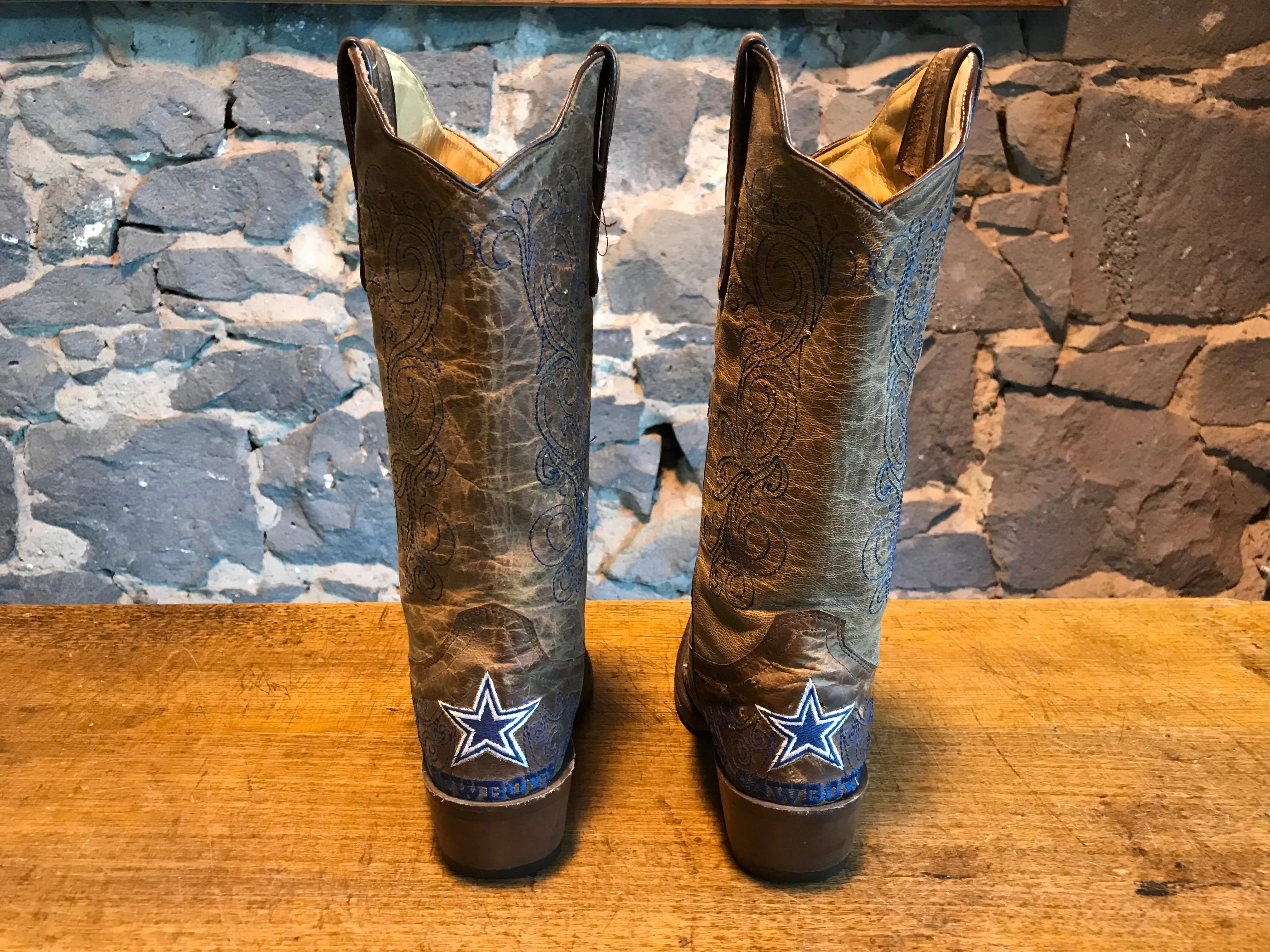 Dallas Cowboys NFL Vintage Flyover Cowboy Boot -Womens by Old Pro Leather Goods Co