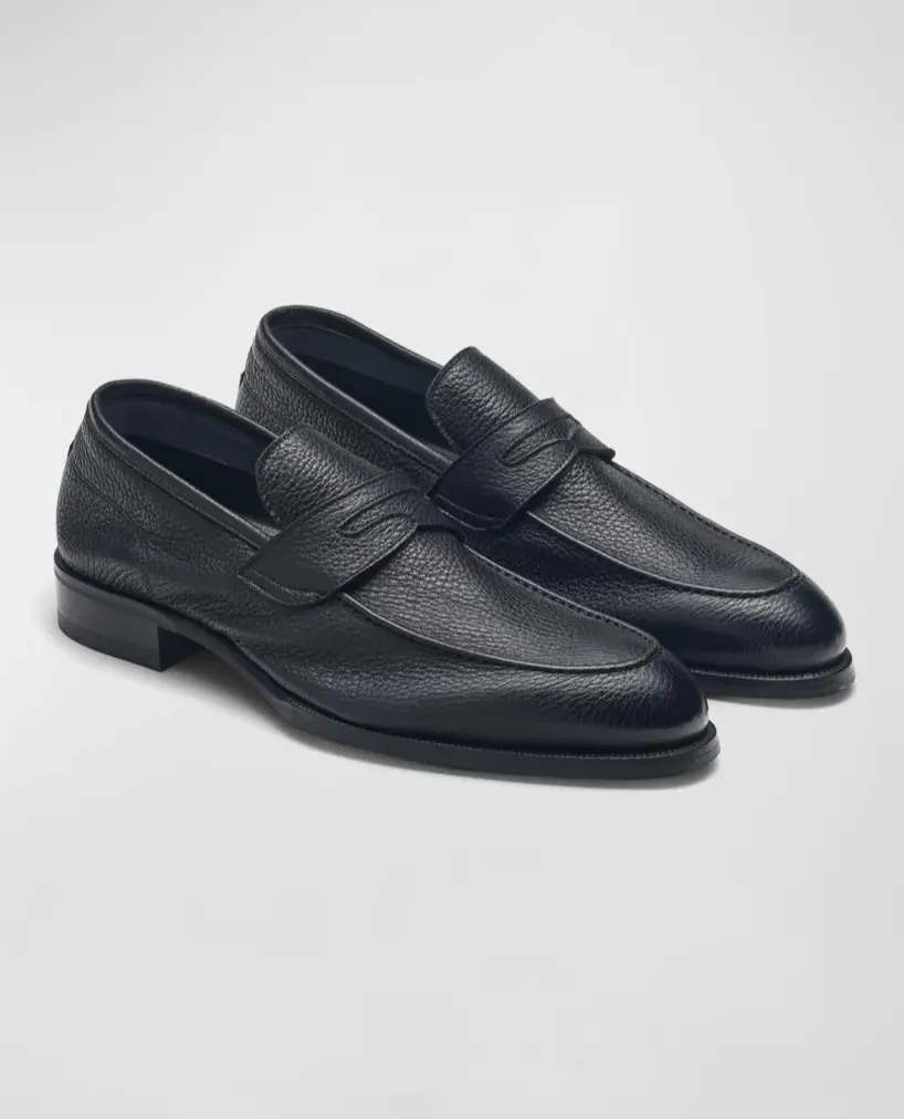 David August Navy Abyss Deerskin Leather Loafer
