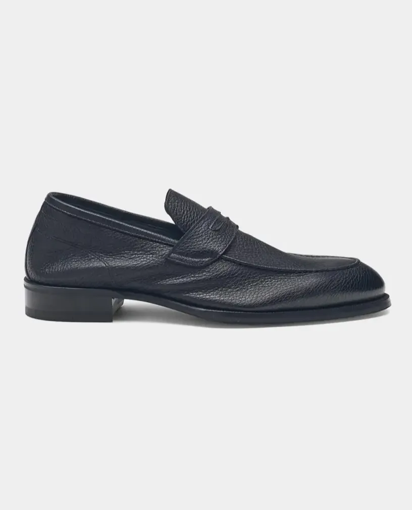 David August Navy Abyss Deerskin Leather Loafer