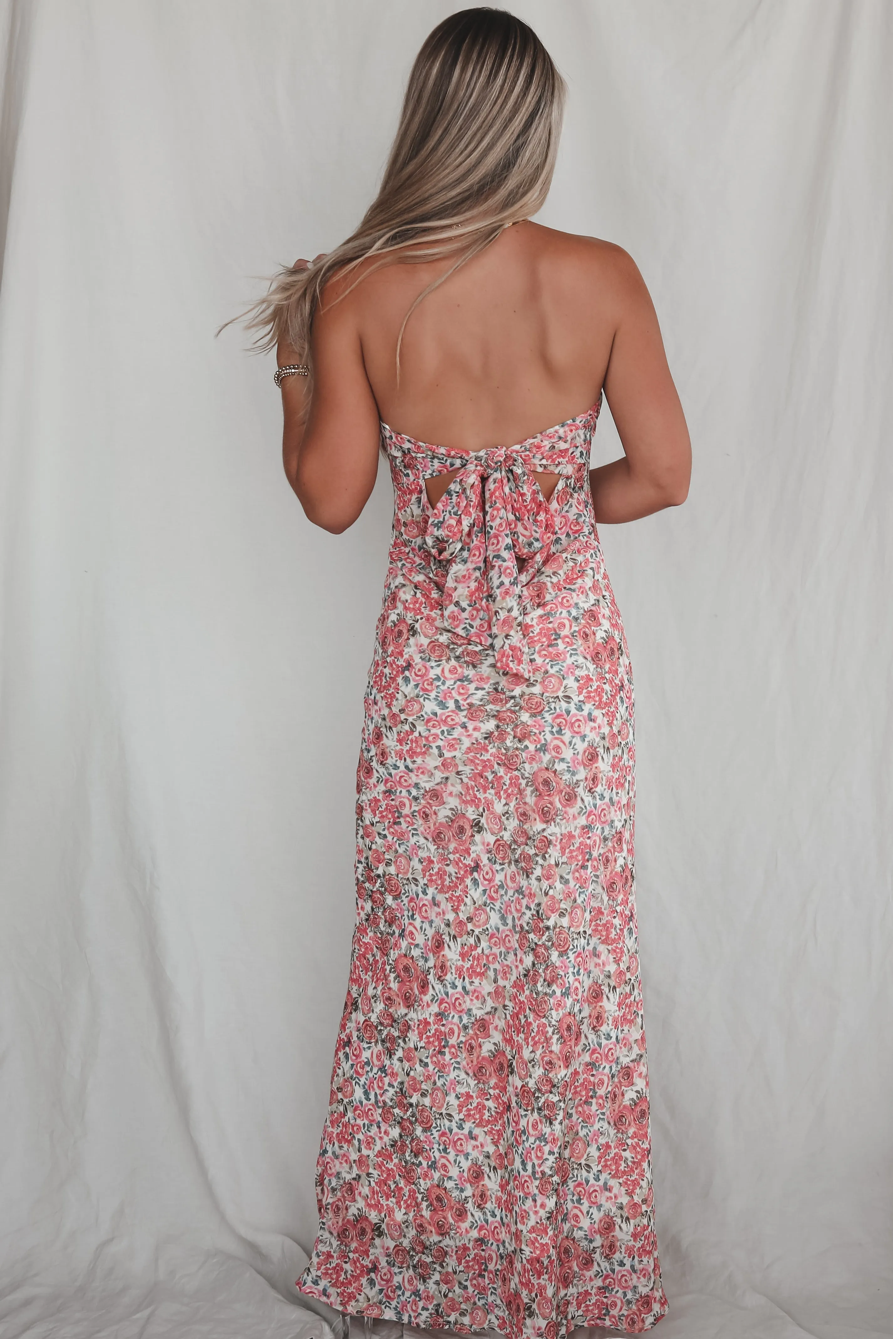 DEAL Formally Invited Pink Floral Strapless Maxi Dress