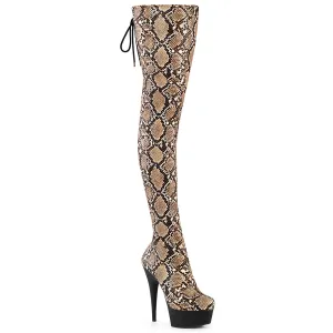 DELIGHT-3008SP-BT  Tan-Brown Snake Print/Black Matte
