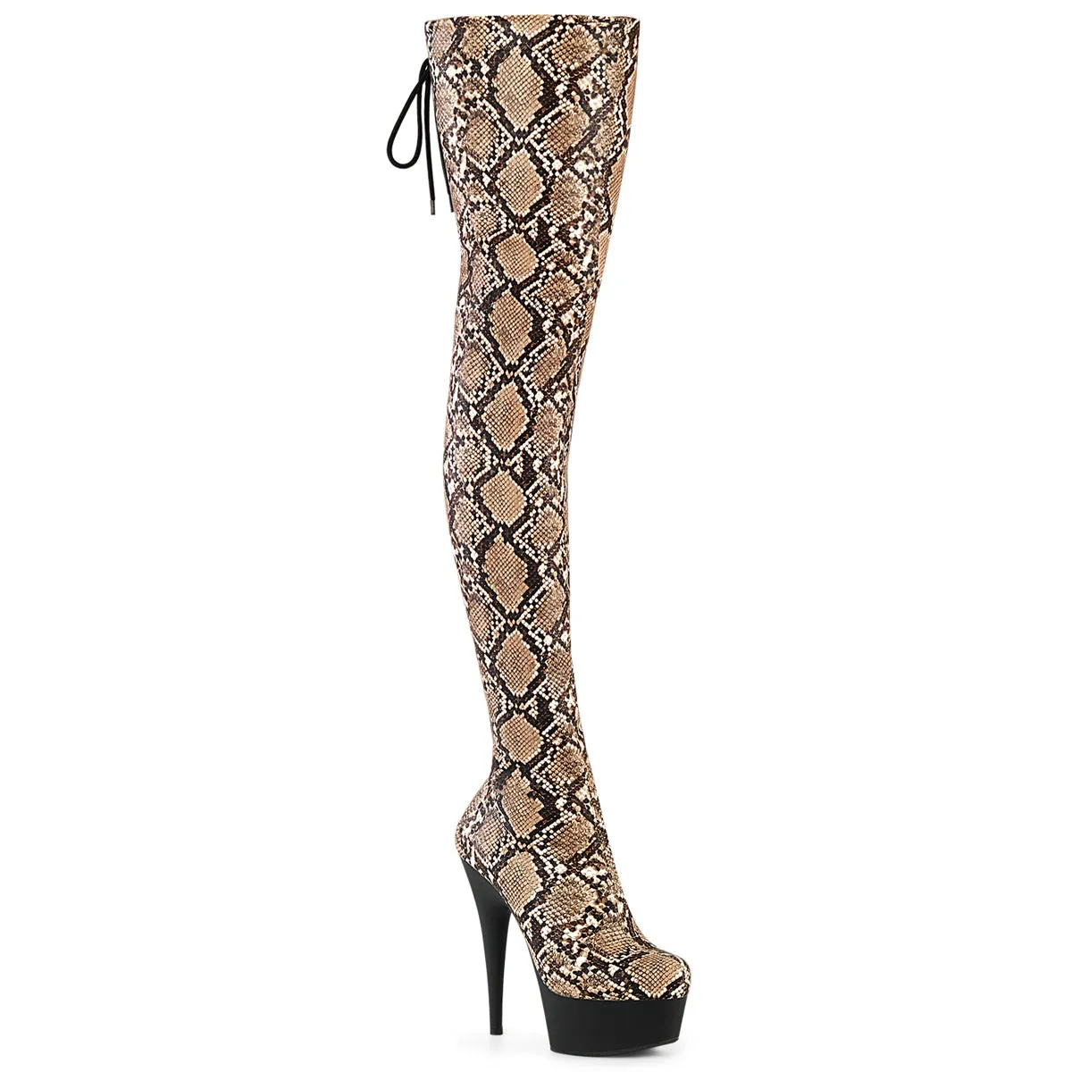DELIGHT-3008SP-BT  Tan-Brown Snake Print/Black Matte