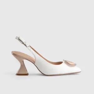 Dress Court Heel White/Beige 11190