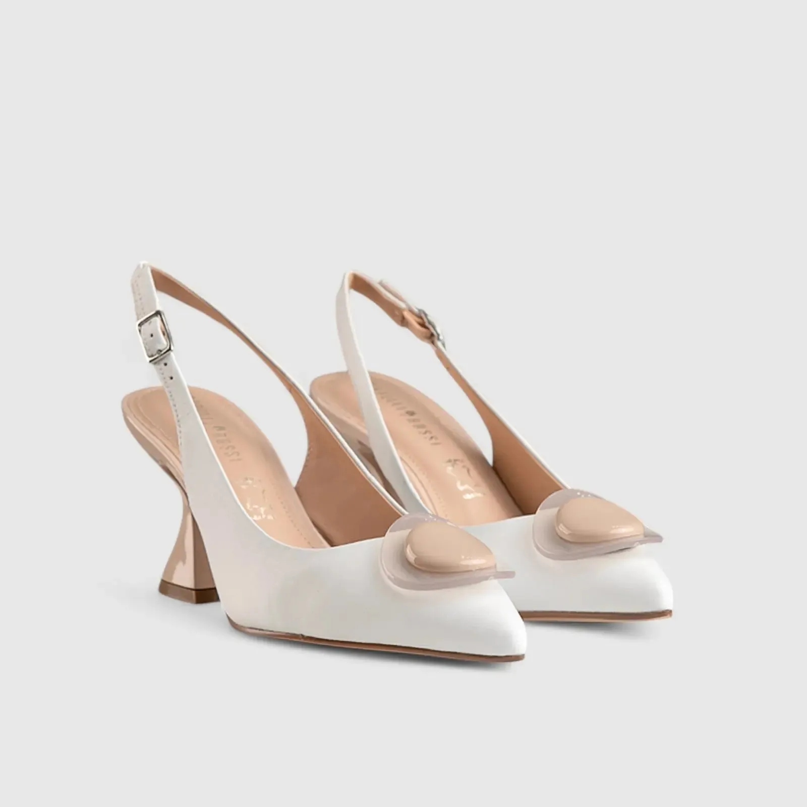 Dress Court Heel White/Beige 11190