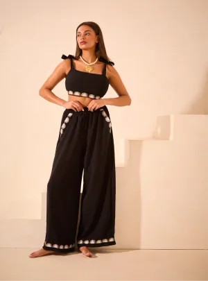Embroidered 'Millie' Tie Shoulder Strap Crop Top (Limited Edition)