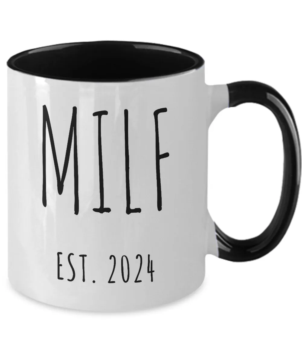 First Time Mom Gift, Postpartum Gift, New Mom Gift, MILF Est 2024 Mug, Push Present, Mother's Day Cup, Pregnant, Expecting Mom, Baby Shower, Colored Mug