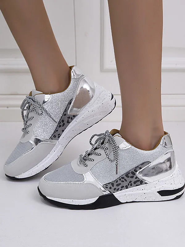 Glitter Leopard Print Casual Sneakers