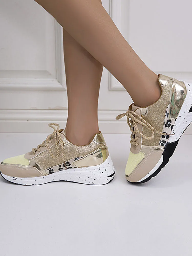 Glitter Leopard Print Casual Sneakers