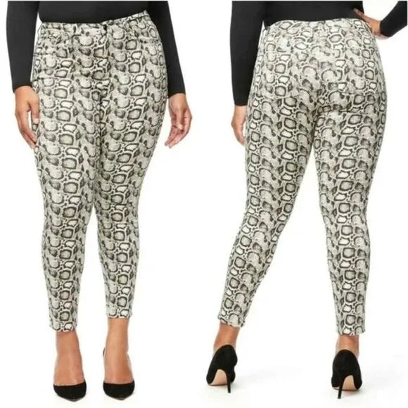 Good American Good Legs Snake-Print Skinny Jeans 18 NWT