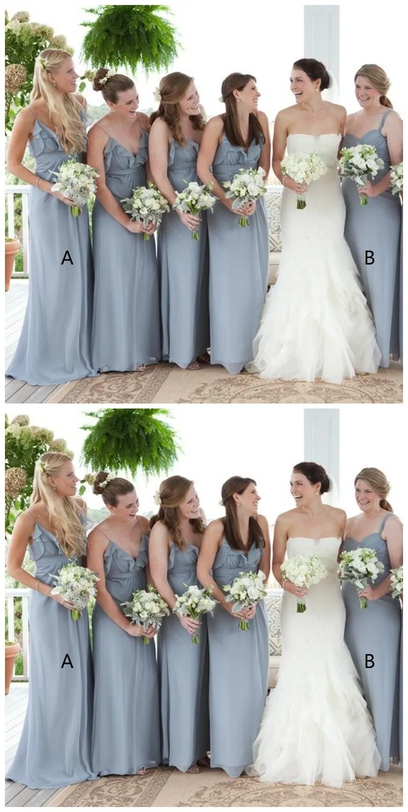 Grey Chiffon V Neck Cheap Custom Bridesmaid Dresses Online, WGY0256