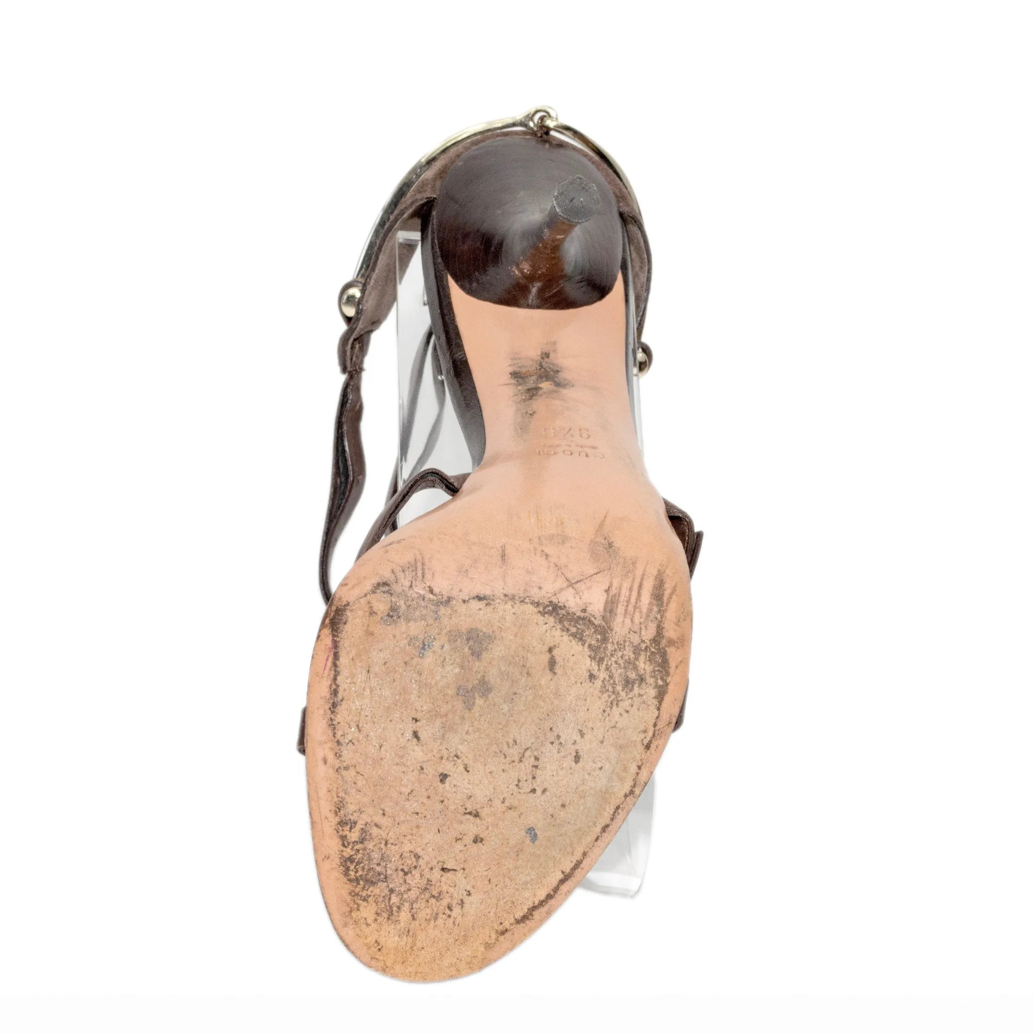 Gucci Brown Sandal With Stirrup Around Back Heel