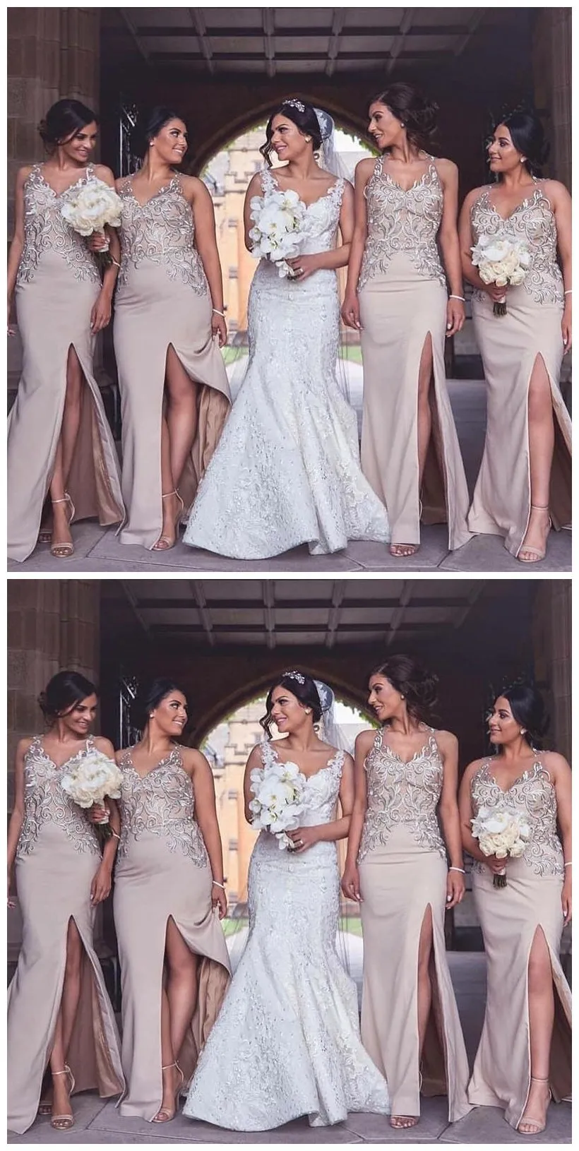 Halter Sexy Side Slit Mermaid Cheap Long Bridesmaid Dresses Online, WGY0255