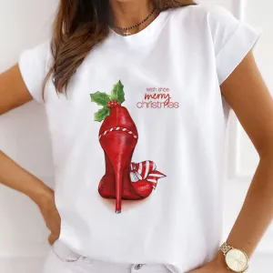 HAPPY 2021 Christmas Women White T-Shirt R